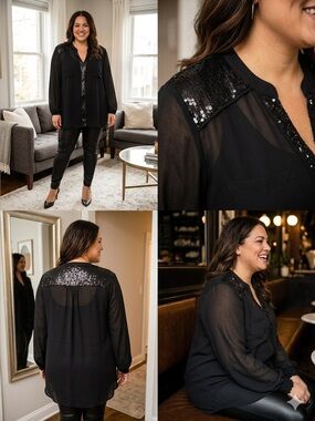 Extra Lindas sequined long sleeve tunic XL